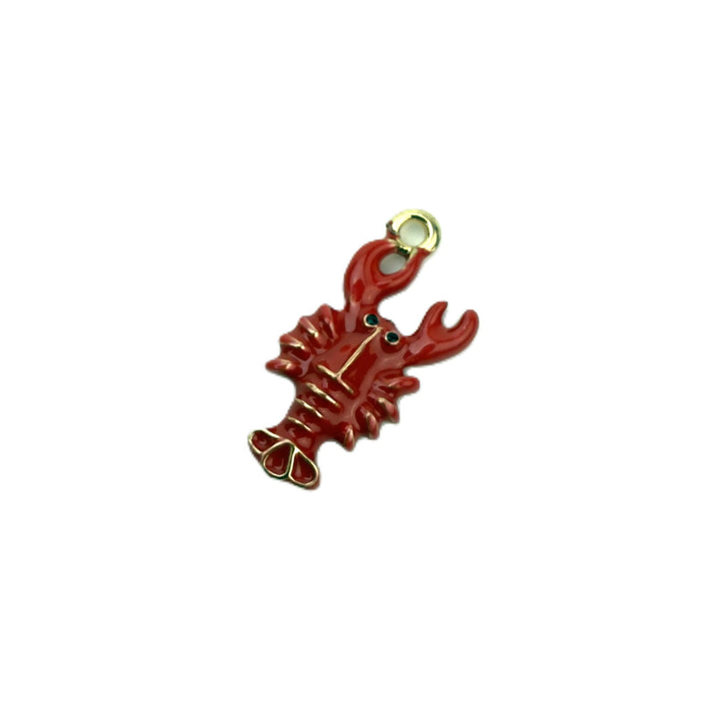 Alloy Red Lobster Pendant with Enamel