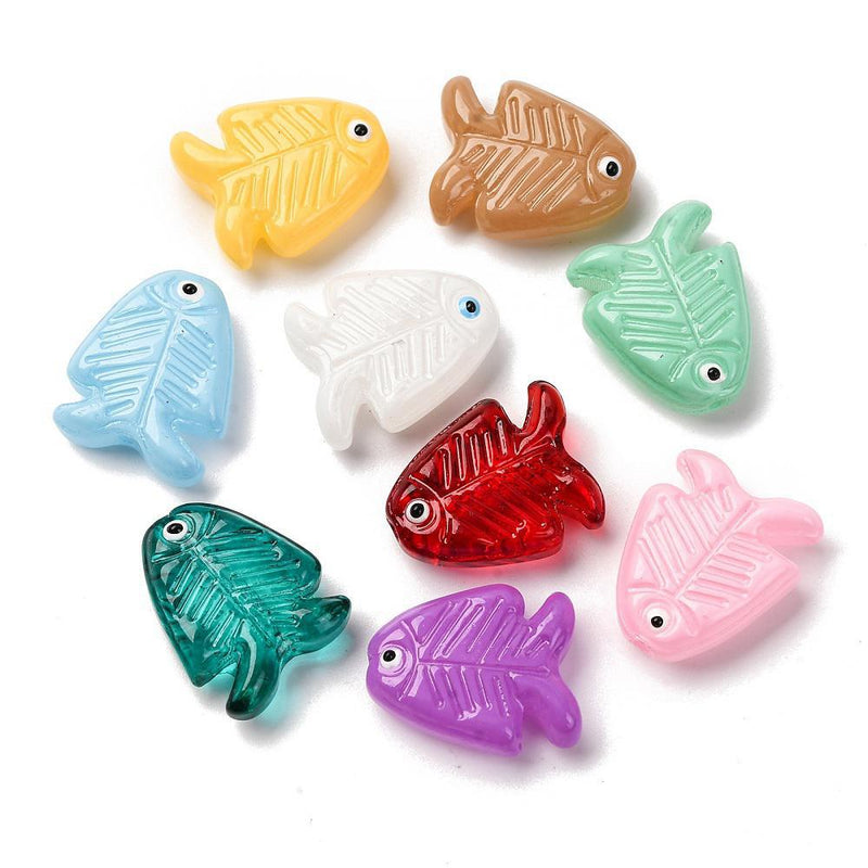 Handmade Lampwork Fish Enamel Beads (Mixed Colors)
