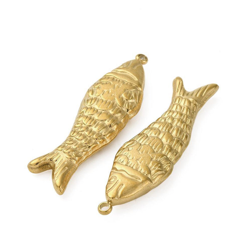 Stainless Steel Gold Fish Pendant