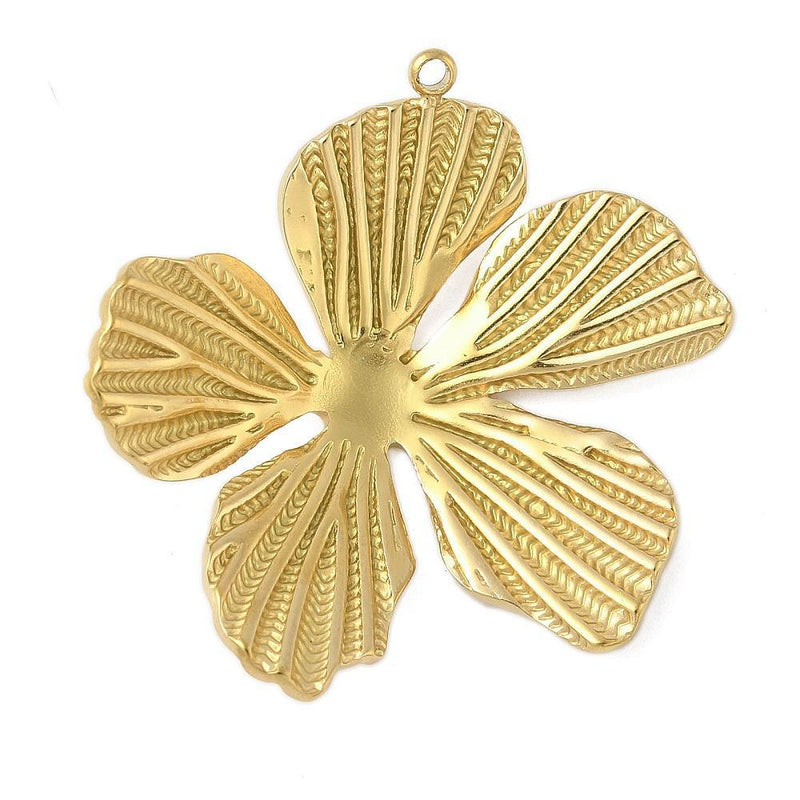 Stainless Steel Gold Flower Charm