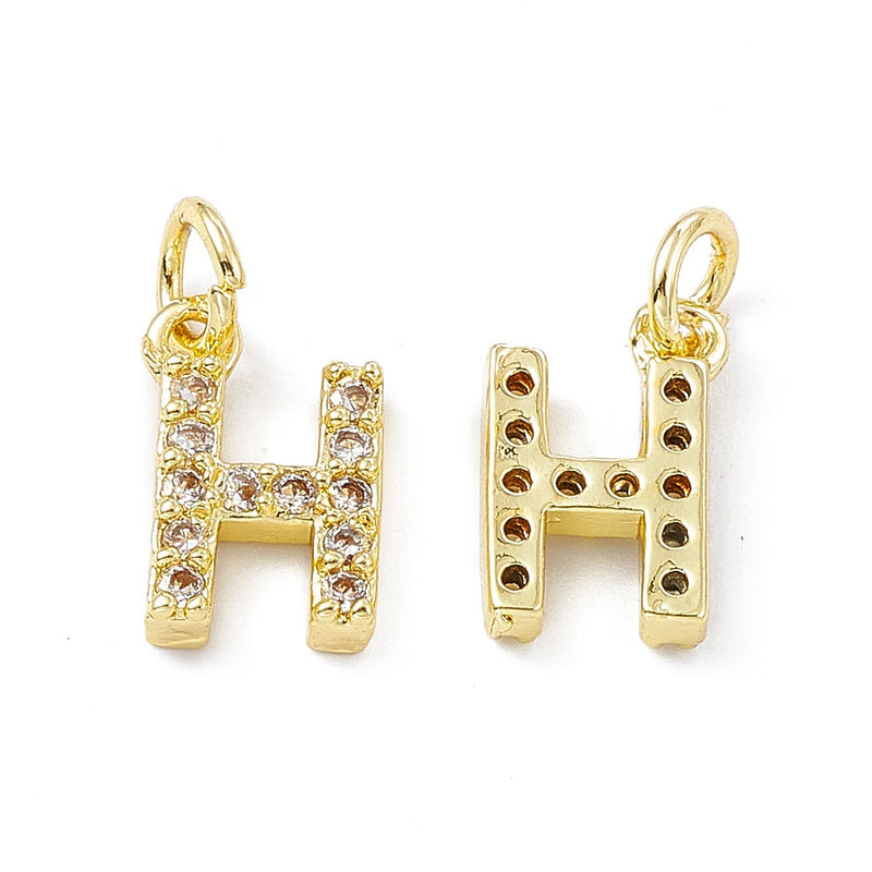 18K Gold Plated Cubic Zirconia Letter Pendant with jump ring