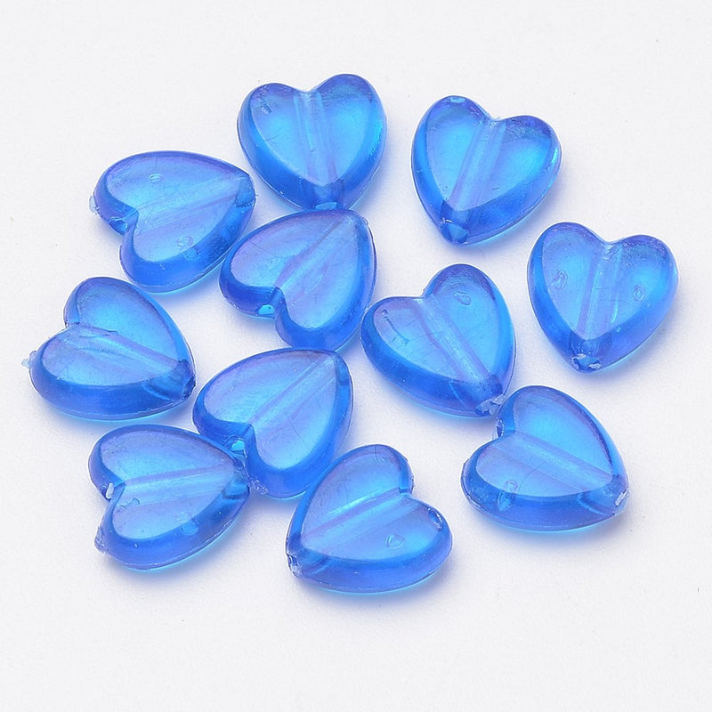 Acrylic Assorted Colors Transparent Heart Beads