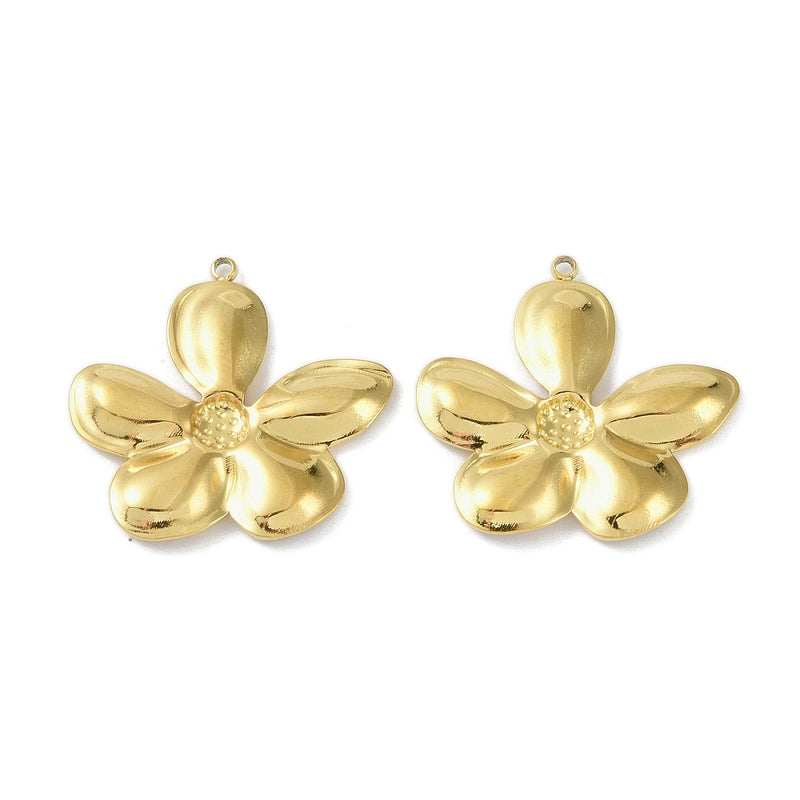 18k Gold Plated Stainless Steel Flower Charm