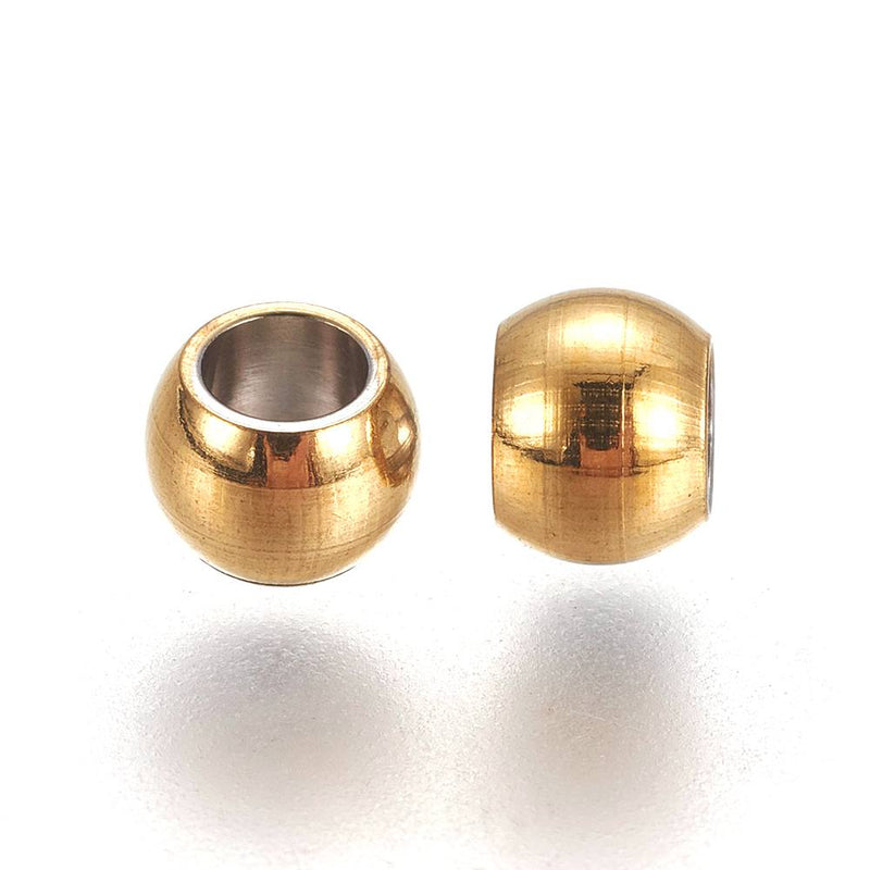 24k Gold Plated Stainless Steel Round Spacer Beads