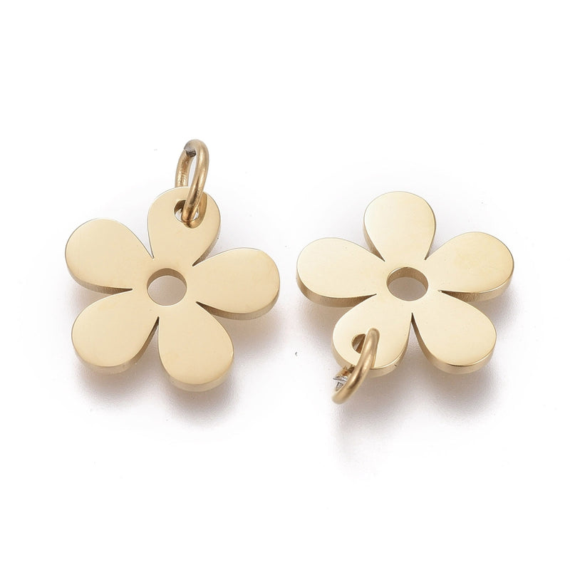 Stainless Steel Mini Flower Charm with jump ring