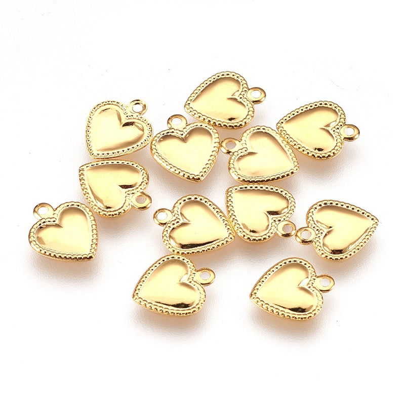 18k Gol Plated Stainless Steel Heart Charm