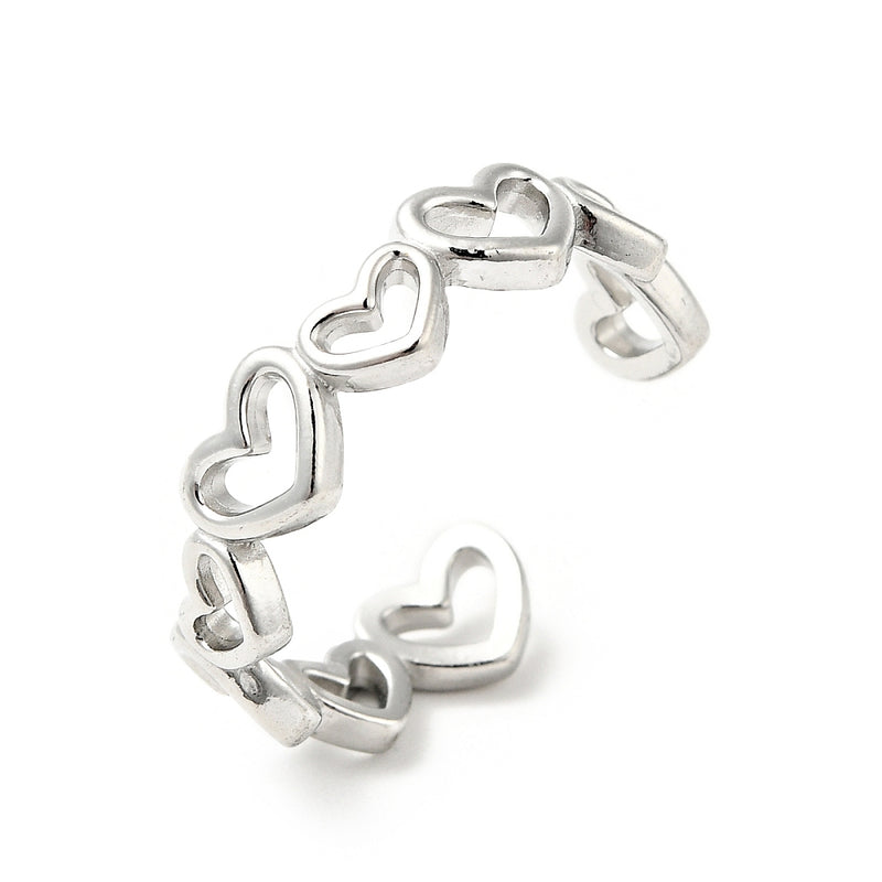 Stainless Steel Adjustable Connecting Heart Ring