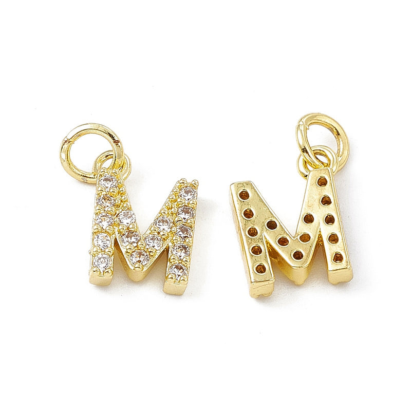 18K Gold Plated Cubic Zirconia Letter Pendant with jump ring