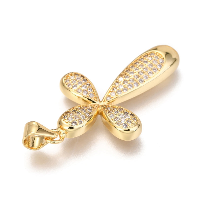 18k Gold Plated Cubic Zirconia Cross Pendant