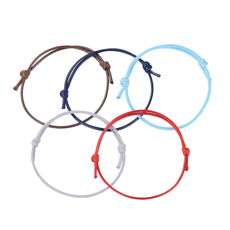 Adjustable Waxed Polyester Cord Bracelet (Assorted Colors)