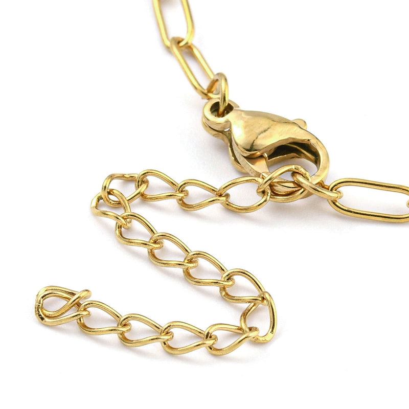 Stainless Steel Paperclip Bracelet with Lobster Claw and Chain Extender