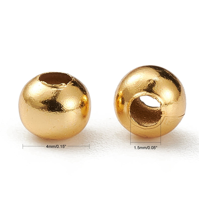 24k Gold Plated Stainless Steel Round Spacer Beads