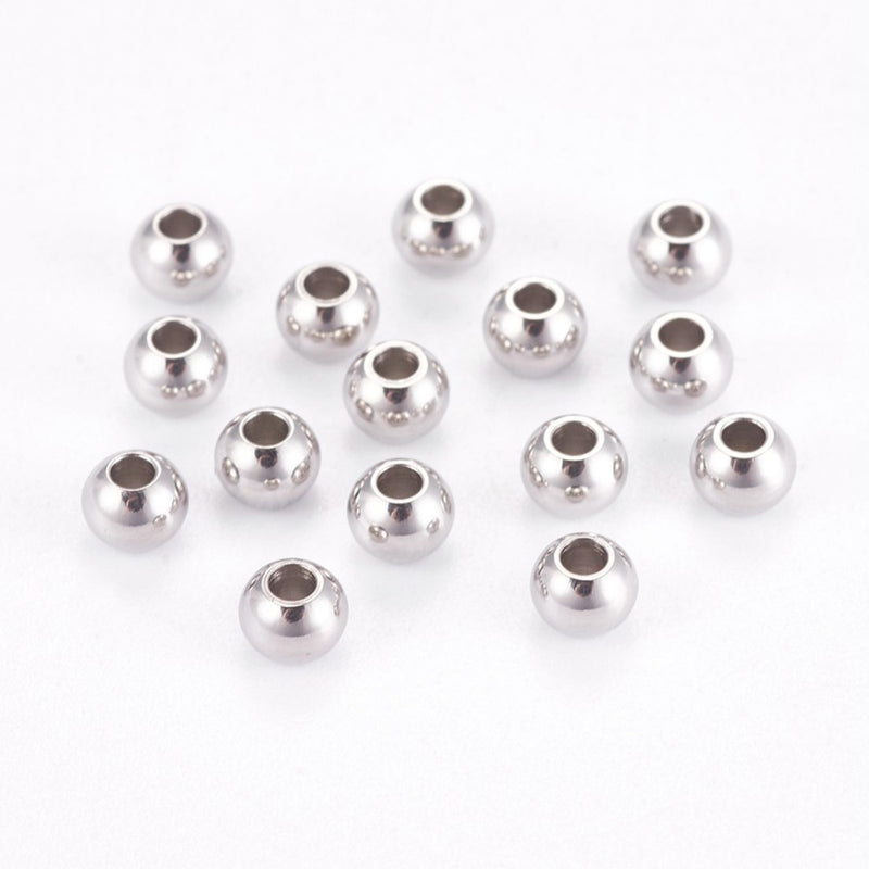 Stainless Steel Smooth Round Spacer Beads