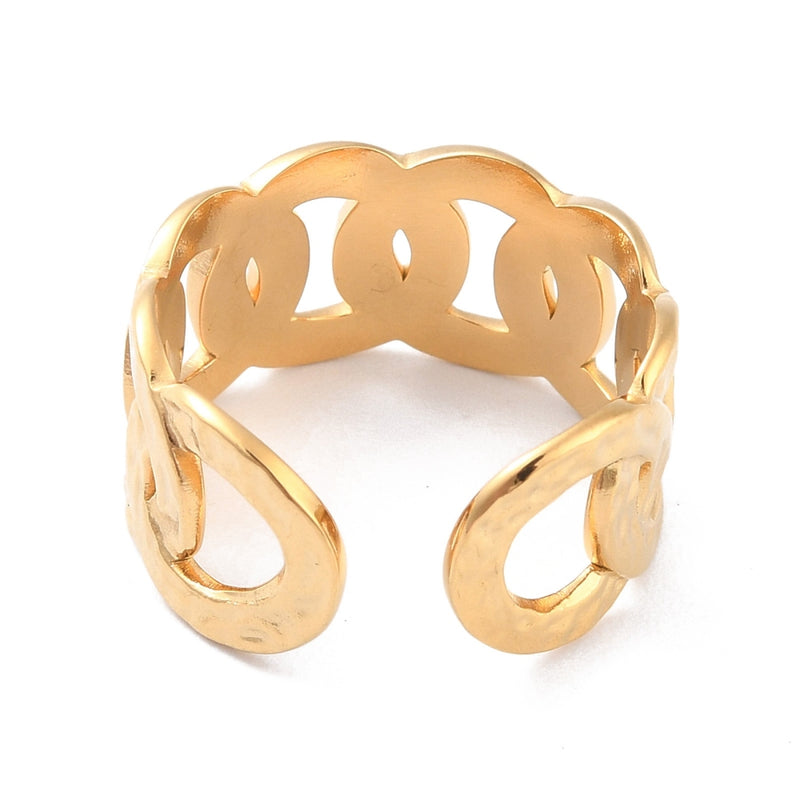 Stainless Steel Gold Adjustable Link Ring