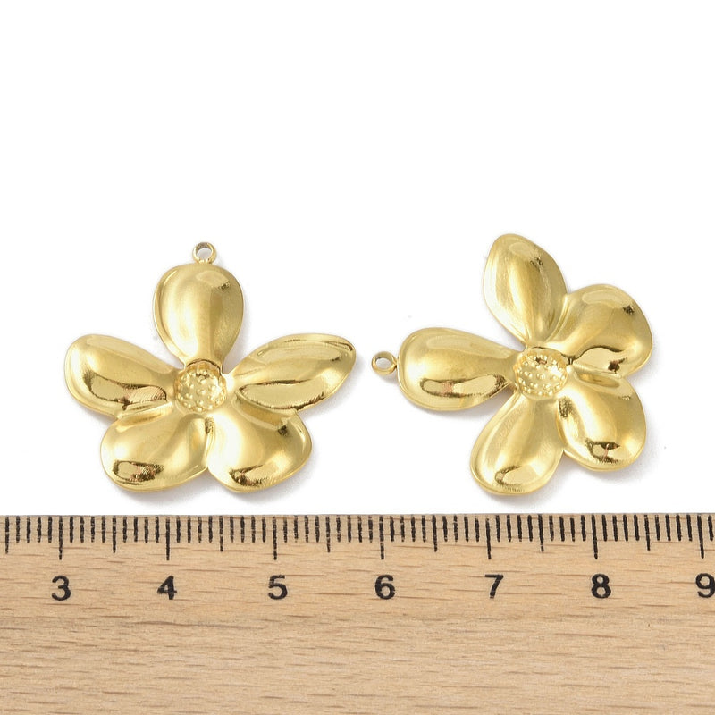 18k Gold Plated Stainless Steel Flower Charm