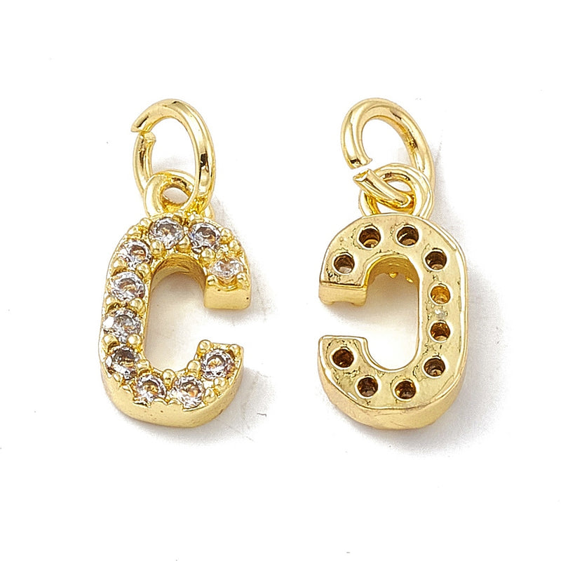 18K Gold Plated Cubic Zirconia Letter Pendant with jump ring