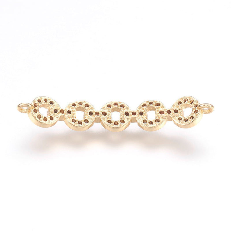 18K Gold Plated Cubic Zirconia Round Links Connector