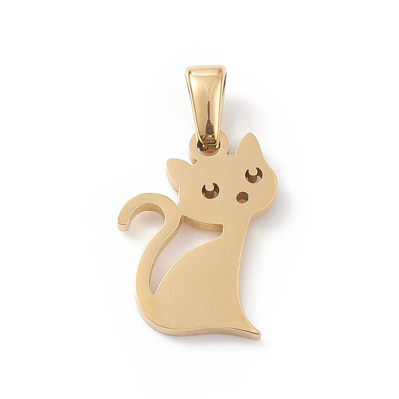 Stainless Steel Laser Cut Cat Charm