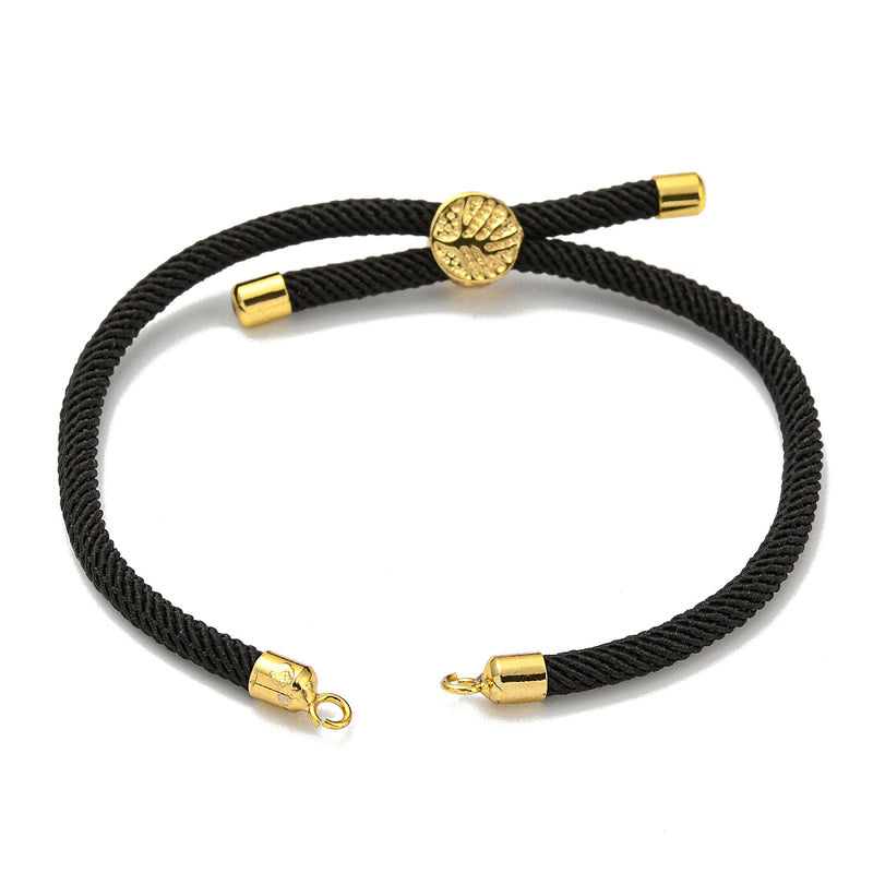 Adjustable Nylon Cord Bracelet with Golden Brass Tree Slider