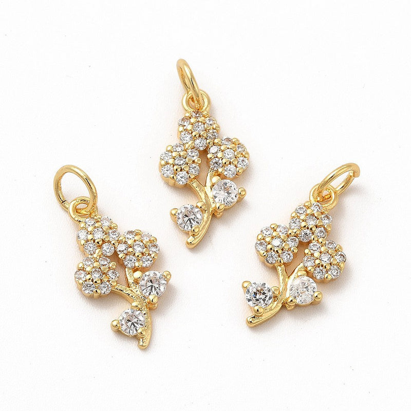 18K Gold Plated Micro Pave Flower with Jump Ring