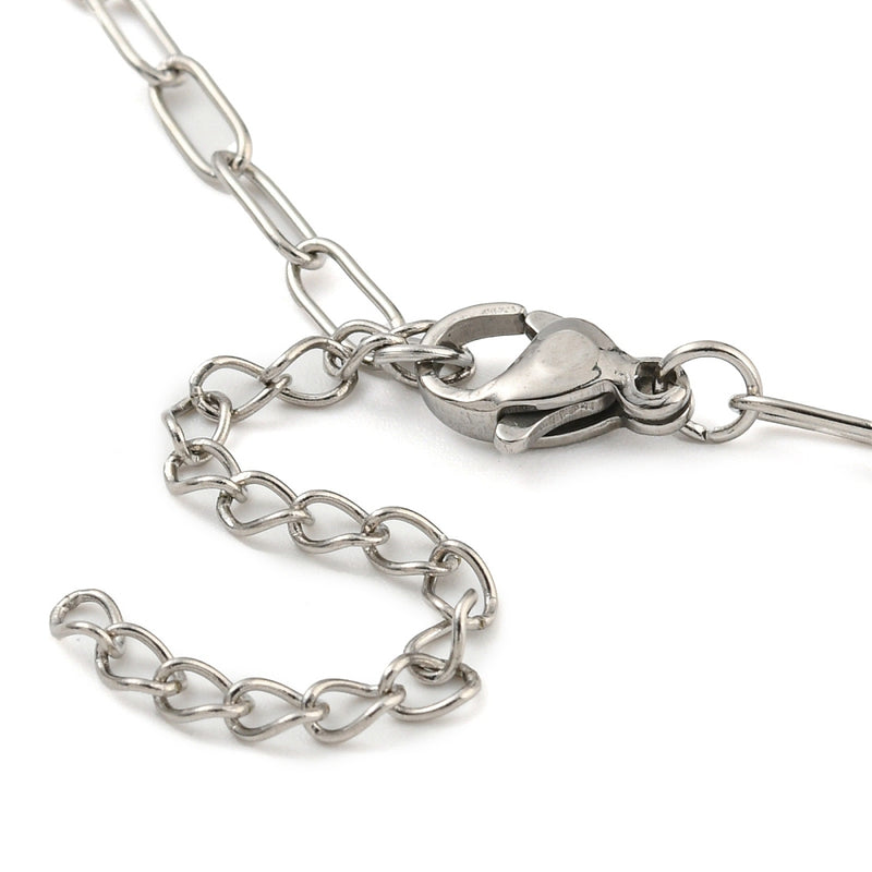 Stainless Steel Paperclip Bracelet with Lobster Claw and Chain Extender
