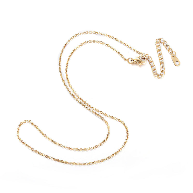 Stainless Steel Oval Link Chain Necklace with Extender (2 pieces)