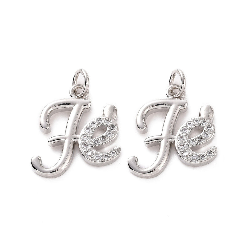 Cubic Zirconia "FE" Charm with Jump Ring