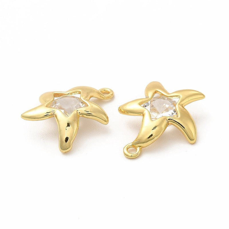 18K Gold Plated Cubic Zirconia Starfish Charm