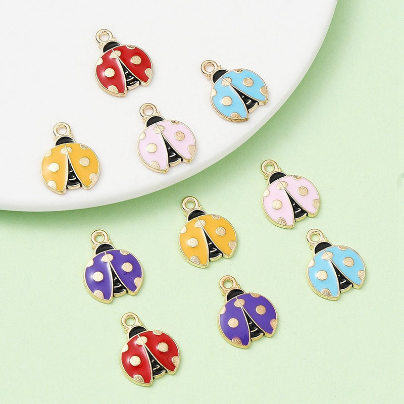 Alloy Enamel Ladybug Charms