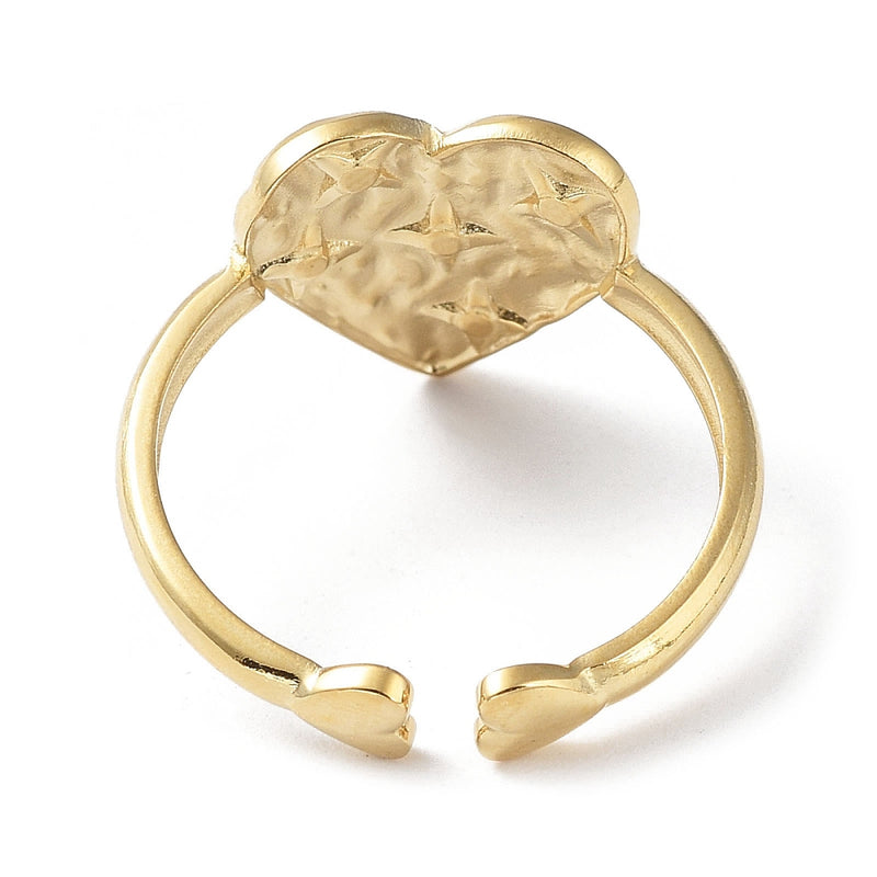 18k Gold Plated Stainless Steel Adjustable Heart Ring