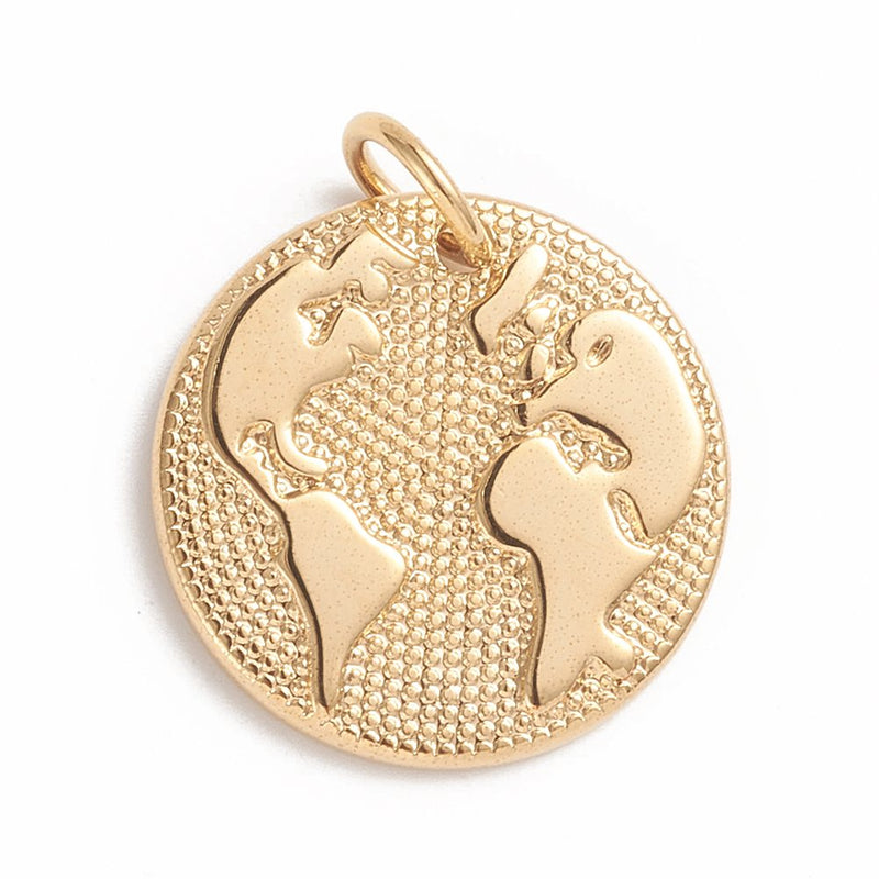 Stainless Steel Gold Earth Globe Pendant