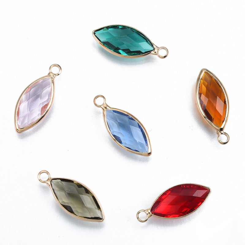 Light Gold Plated Faceted Glass Pendants
