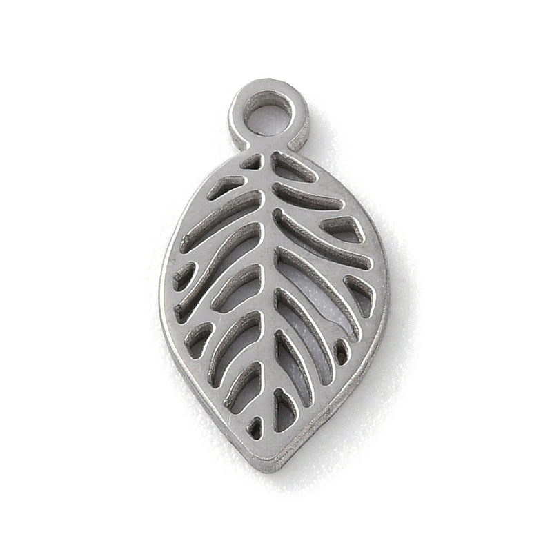 Stainless Steel Hanging Leaf Charm