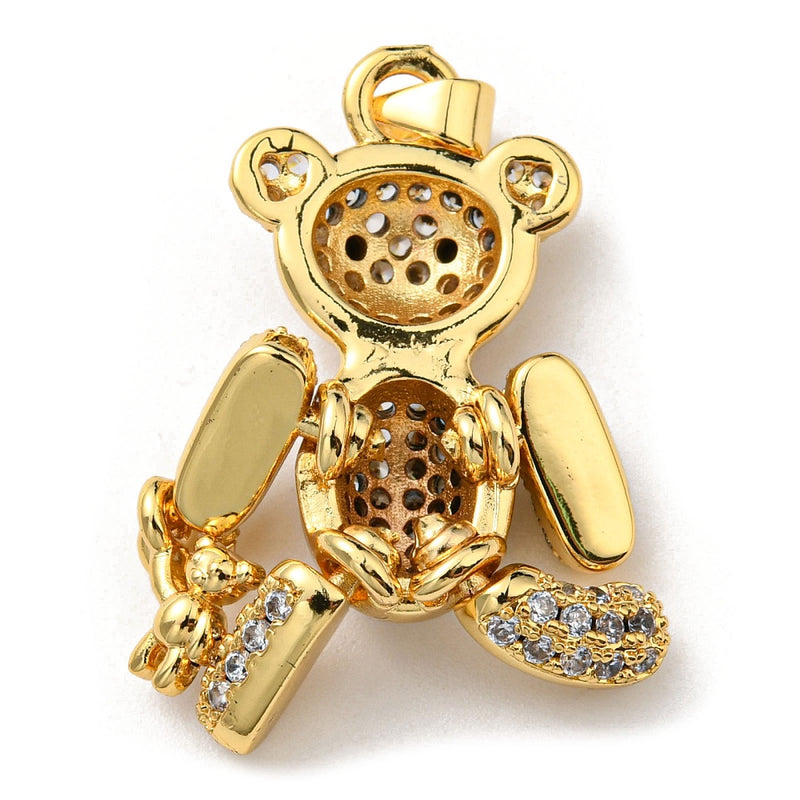 18k Gold Plated Cubic Zirconia Bear Pendant