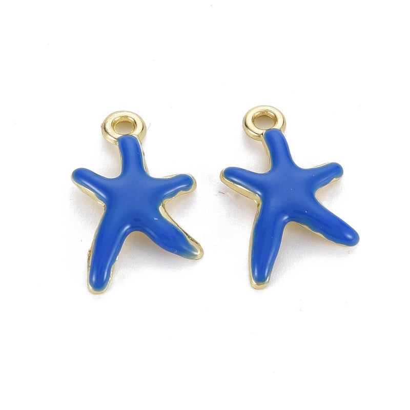 Alloy Enamel Starfish Charm Light Gold (3 PCS)