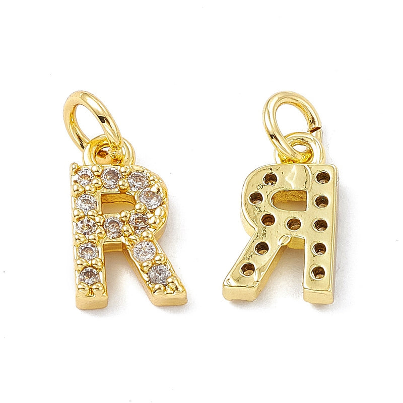 18K Gold Plated Cubic Zirconia Letter Pendant with jump ring