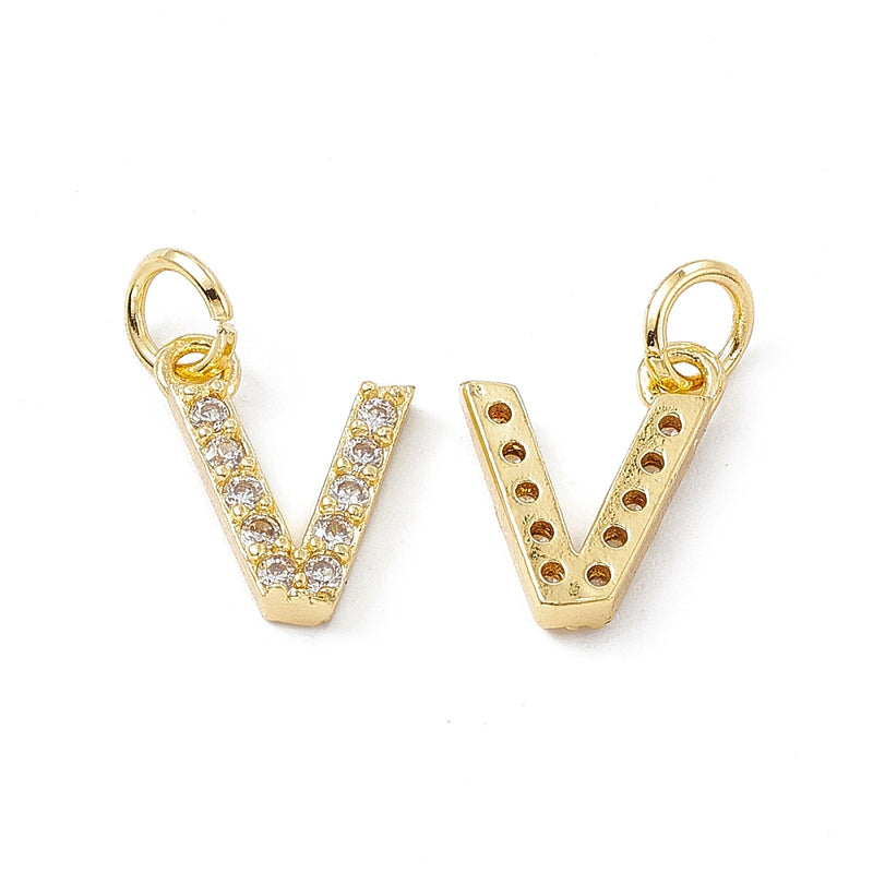 18K Gold Plated Cubic Zirconia Letter Pendant with jump ring