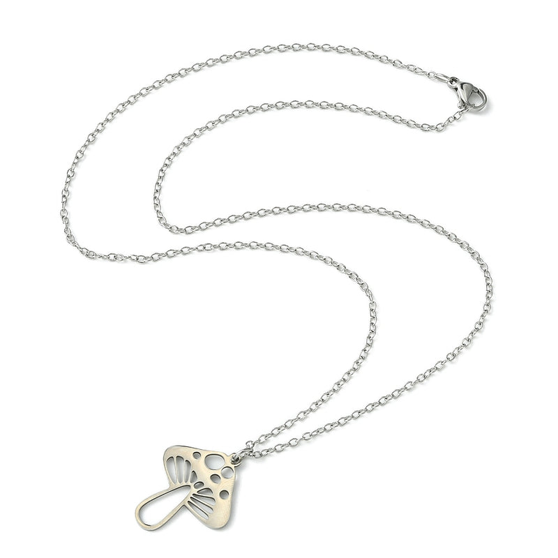 Stainless Steel Chain Necklace with Mushroom Pendant