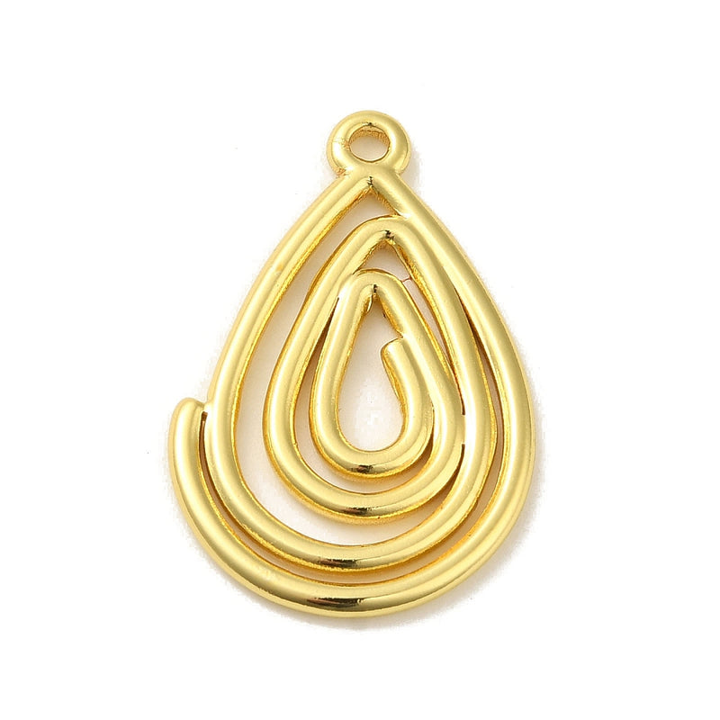 18K Gold Plated Stainless Steel Teardrop Charm