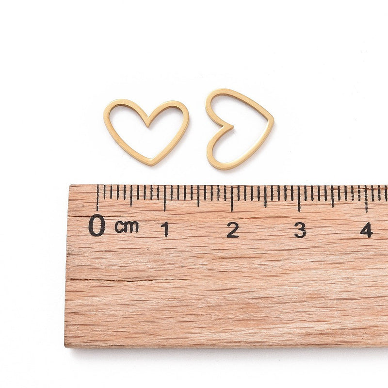 18k Gold Plated Stainless Steel Heart Linking Rings