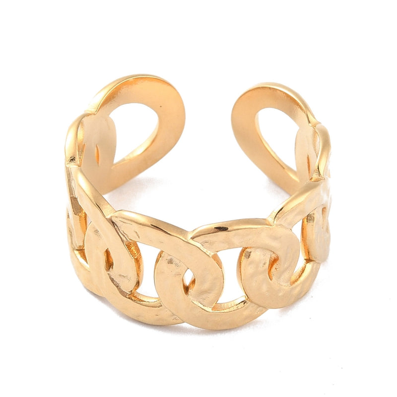 Stainless Steel Gold Adjustable Link Ring