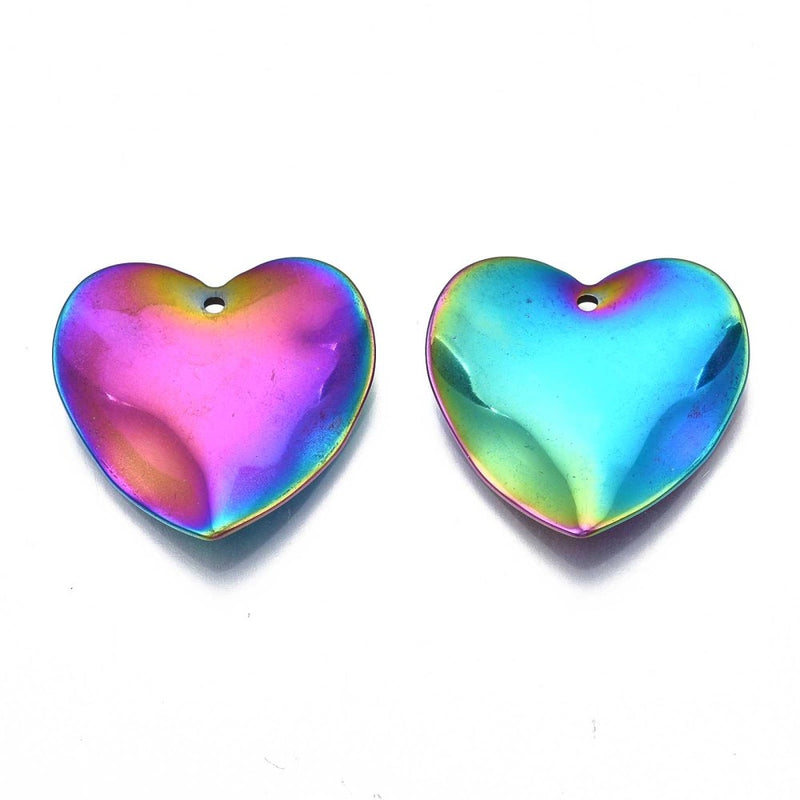 Stainless Steel Multicolor Heart Pendants
