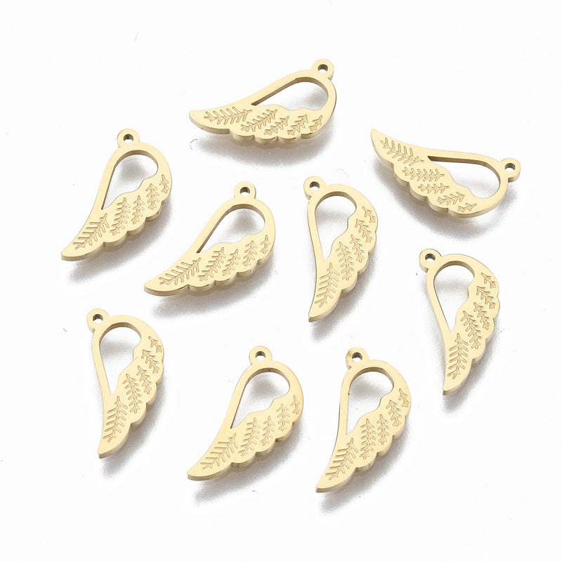 14k Gold Plated Stainless Steel Mini Wing Charm