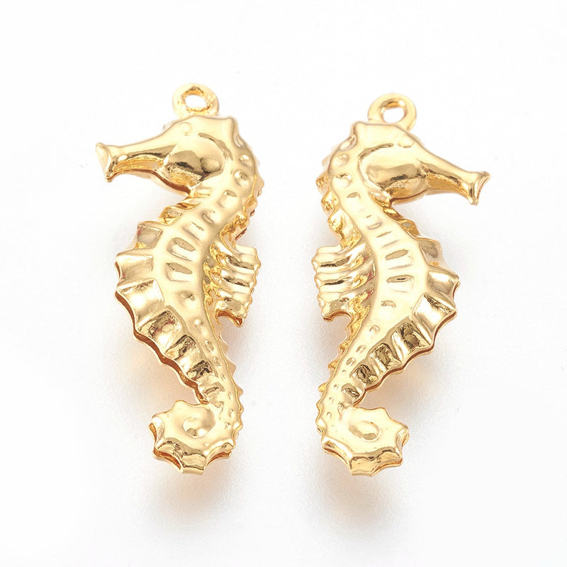 Stainless Steel Gold Sea Horse Charm