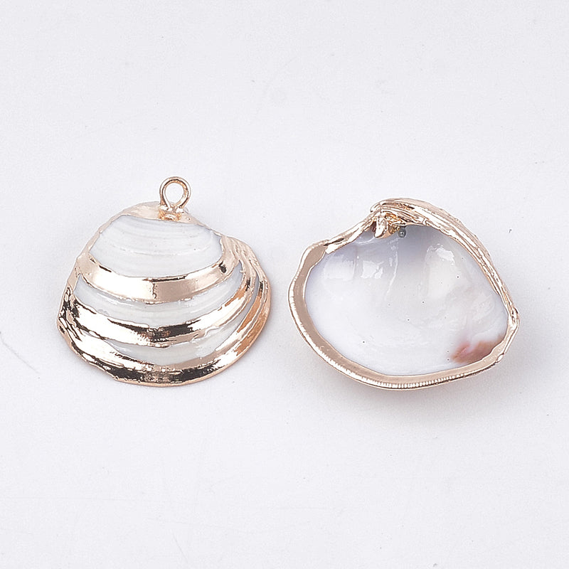 Electroplated White & Gold Shell Pendant with Iron Finding