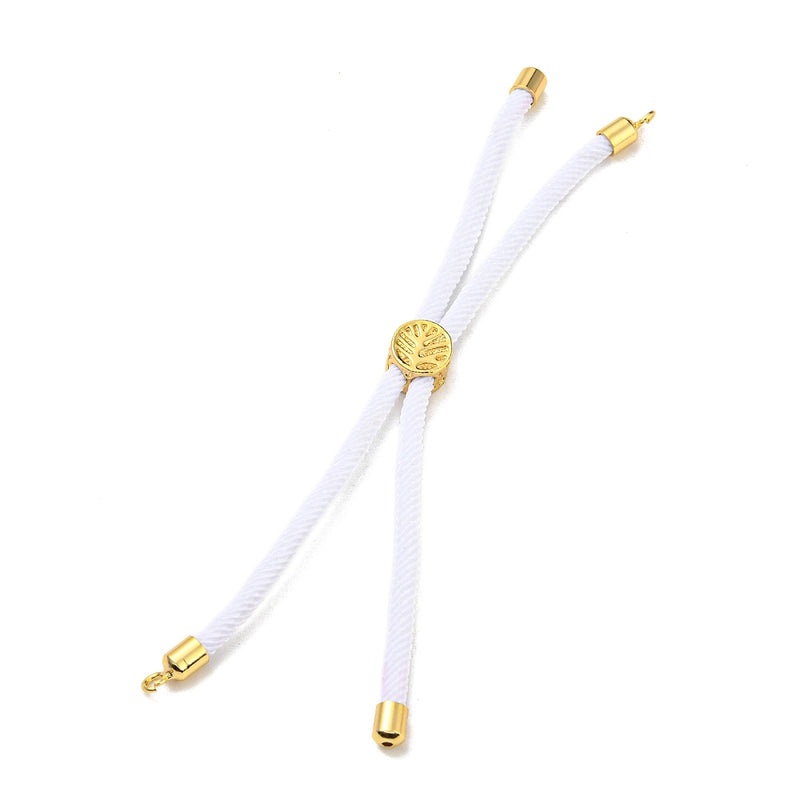 Adjustable Nylon Cord Bracelet with Golden Brass Tree Slider