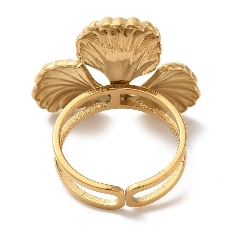 18k Gold Plated Stainless Steel Flower Ring