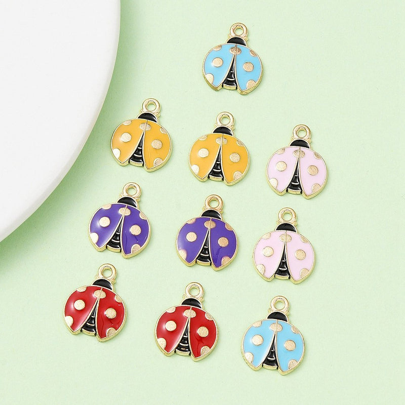 Alloy Enamel Ladybug Charms