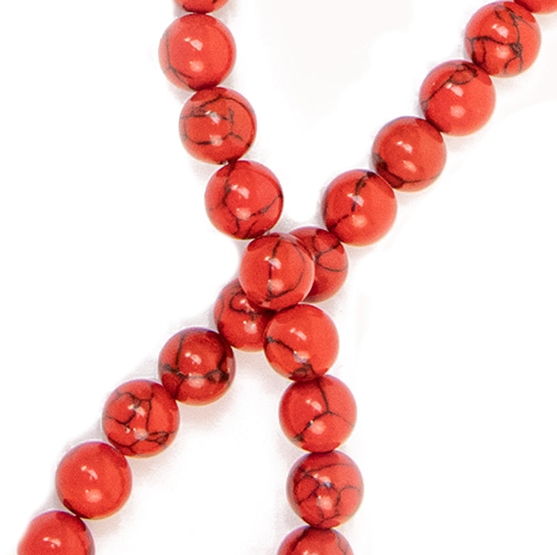 Red Howlite Round Bead Strand