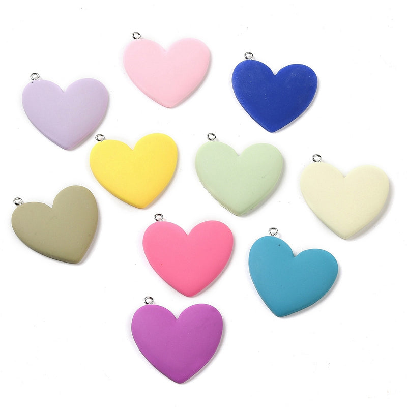 Opaque Resin Heart Charms